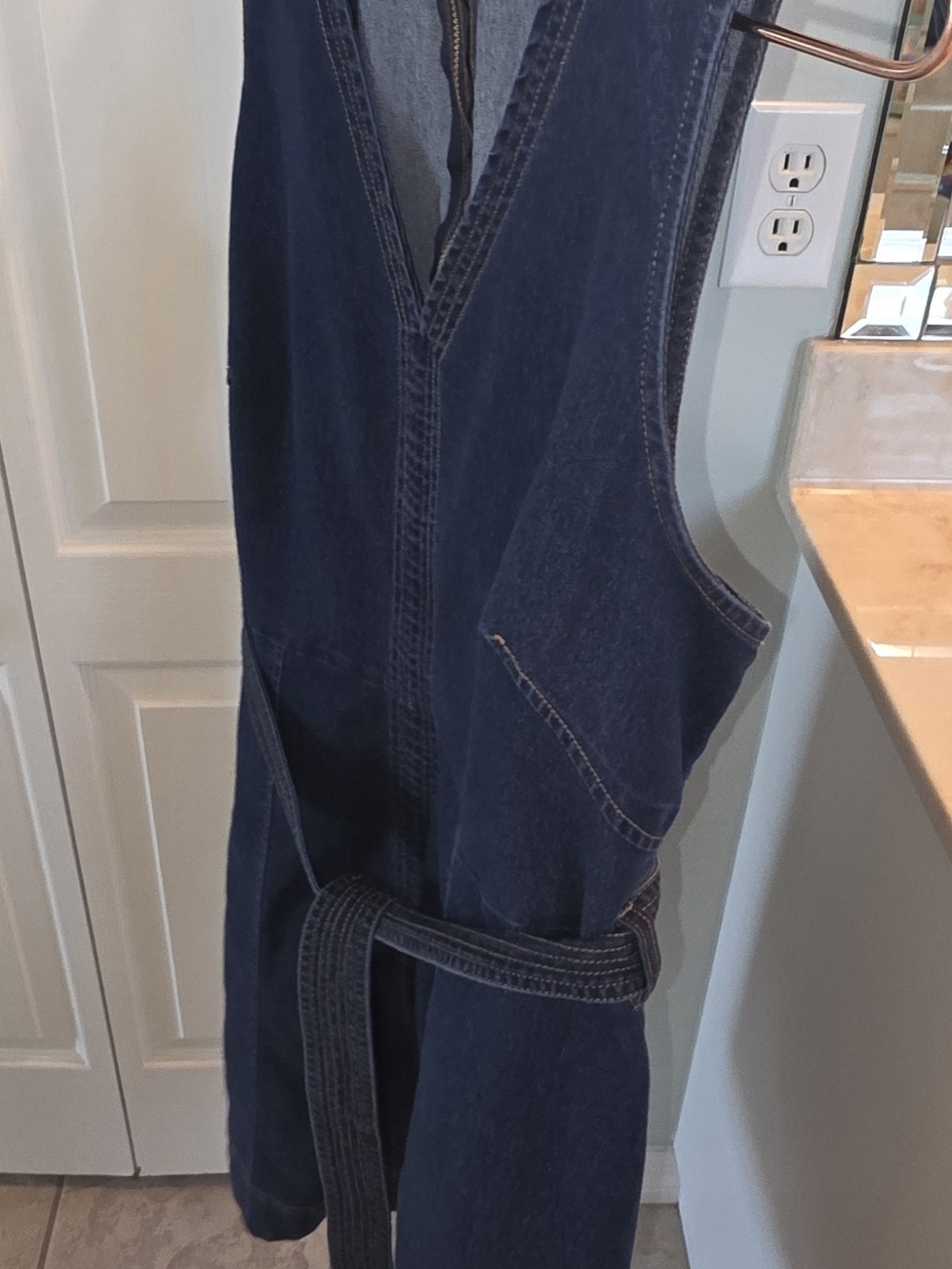 Anne Klein Navy Blue Denim Topstitch Jumper